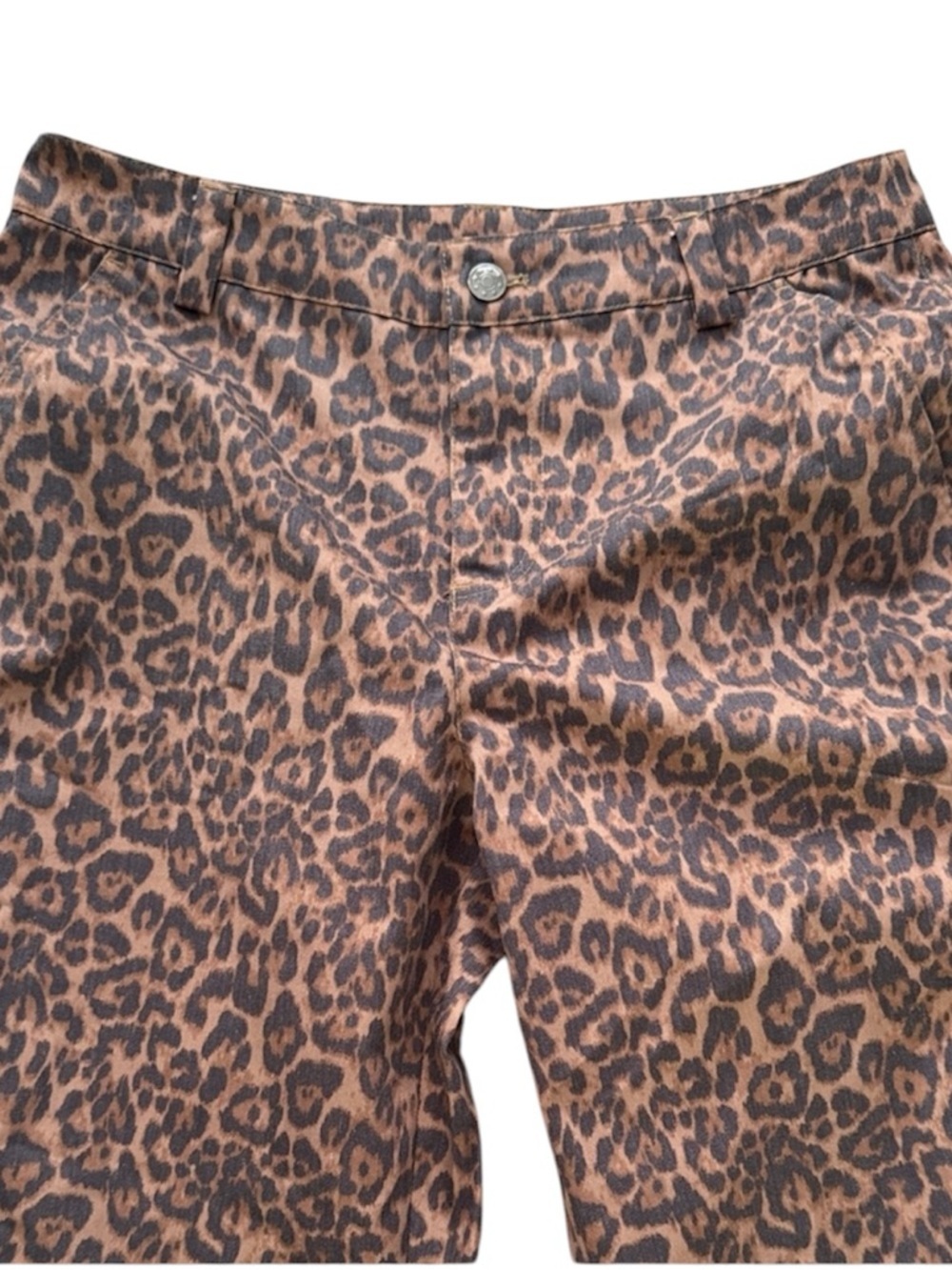 Noisy May Leopard Print Pants High Rise Straight Leg Brown Animal Print Trousers - Picture 2 of 6